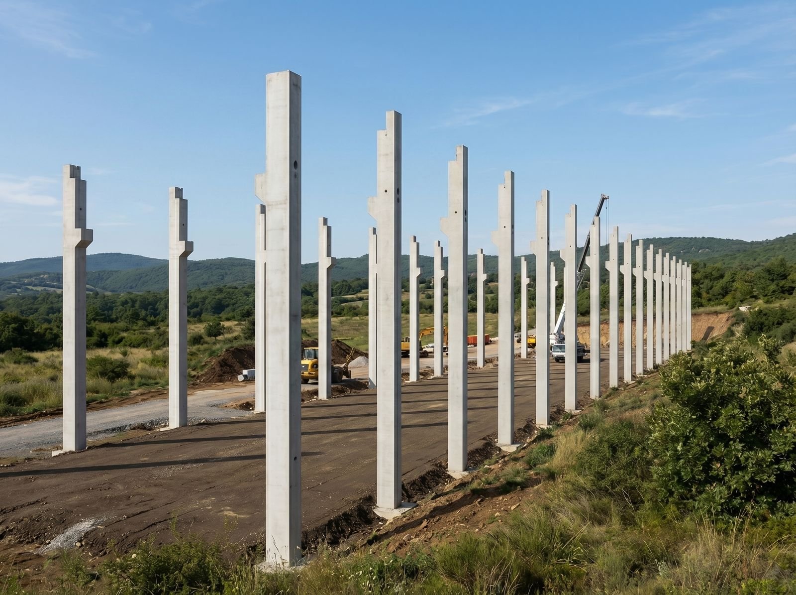 Vigas e pilares pré-moldados em obra